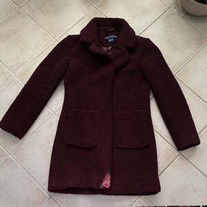 French Connection Deep Burgundy Teddy Jacket XS COAT